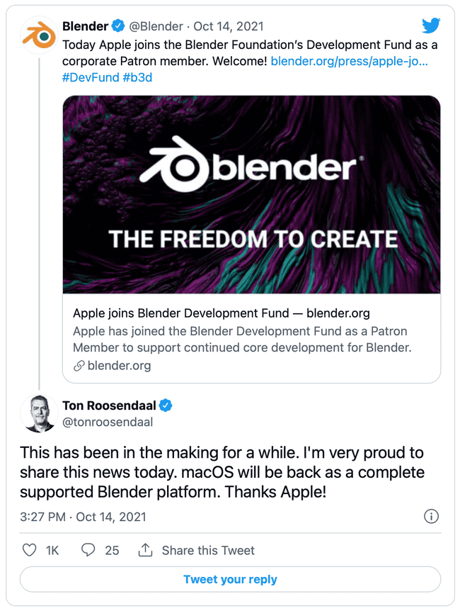 Blender tweet